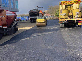 NHS Vaccine Centre Tarmac Car Park in Leicester