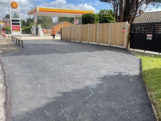 First rate tarmac road surfacing for Shell petrol station